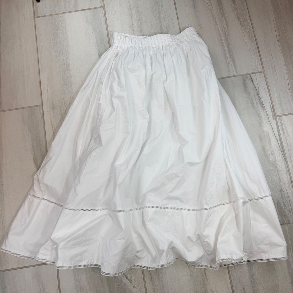 Tuckernuck White Cotton Lined Ladder Lace Tiered Maxi Skirt M Y25498T